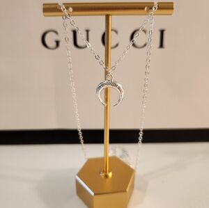 🔷️ Silver Crescent Moon Chain Pendant Necklace 20" NWT